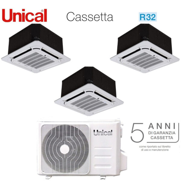Unieke proef Split Inverter Cassette Airconditioner 12+12+12 met KMX4 28HE R-32 12000+12000+12000
