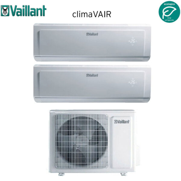 Vaillant Dual Split Inverter Airconditioner CLIMAVAIR PLUS serie VAI 8 9+12 met VAF8-050W2NO R-32 9000+12000