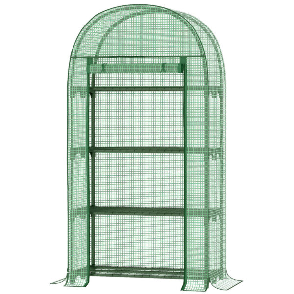 EASYCOMFORT Tuinkas met metalen planken, PE- ondersteund en roldeur 80x49x160cm, Groen