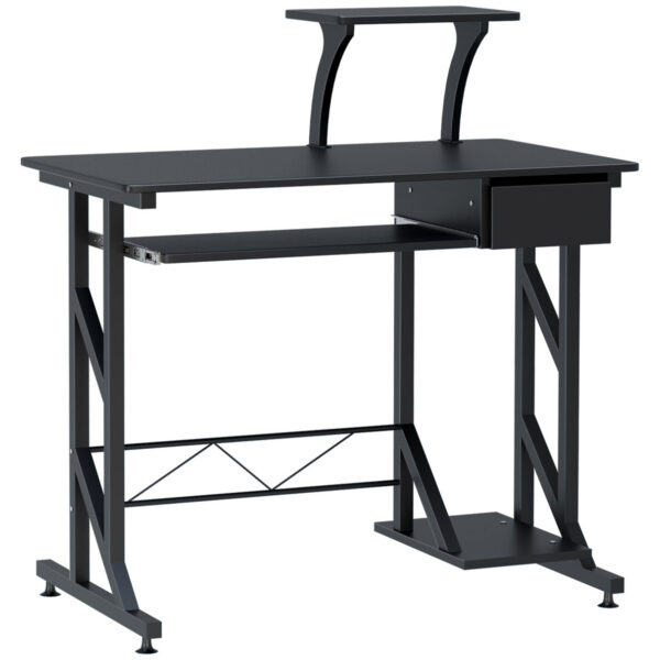 Easycomfort Desk voor computerruimtebesparing in staal en hout, kantoorDesk met cassette, uittrekbaar toetsenbordkoord 90 x 50 x 95 cm
