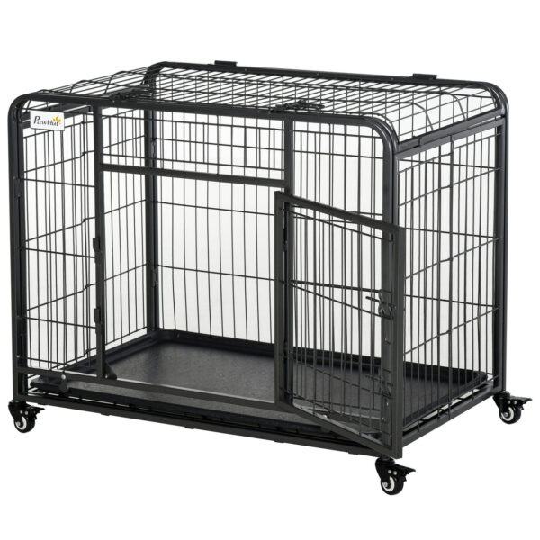 EASYCOMFORT Opvouwbare hondenkenneldeur met gleuf, 4 wielen, verwijderbare bodem