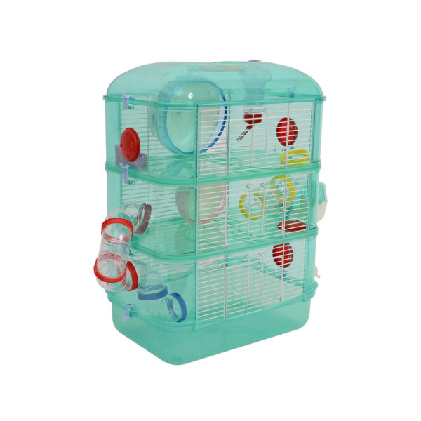 EASYCOMFORT Hamsterkooi 3 Verdiepingen, Groen, 40,5x28x55cm