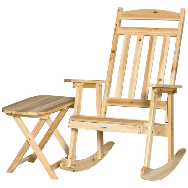EASYCOMFORT Set van 2 tuinmeubelen met schommelstoel en opklapbare tafel in dennenhout