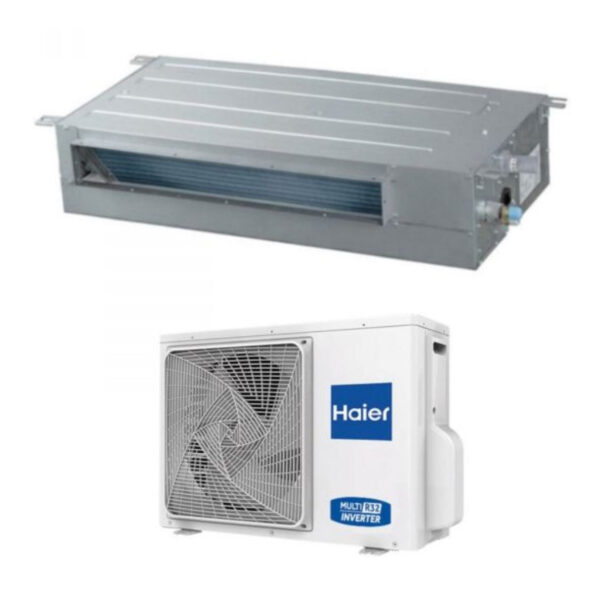 Haier Inverter Airconditioning Kanaalmodel Slanke Lage Opvoerhoogte 24000 Btu AD24SS1ERA(N) Wi-Fi Optioneel compleet met R410A-draadbediening