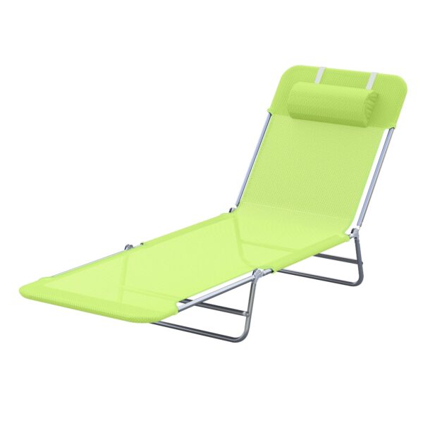 EASYCOMFORT Opvouwbare ligstoel met verstelbare rugleuning en kussen, 182x56x24,5cm