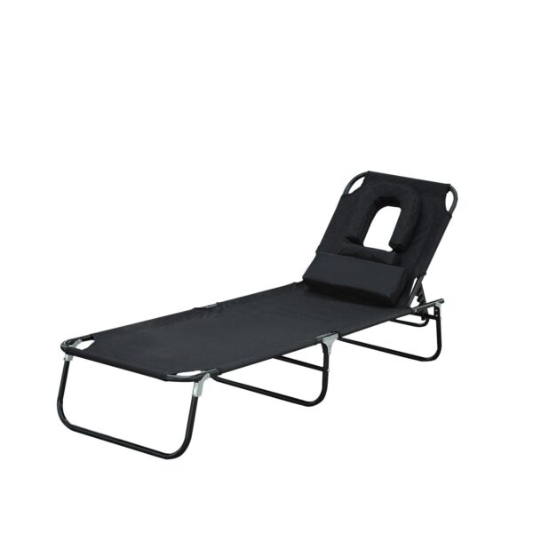 EASYCOMFORT Ligstoel Tuinligstoel Buitenligstoel met Vooropening Zwart