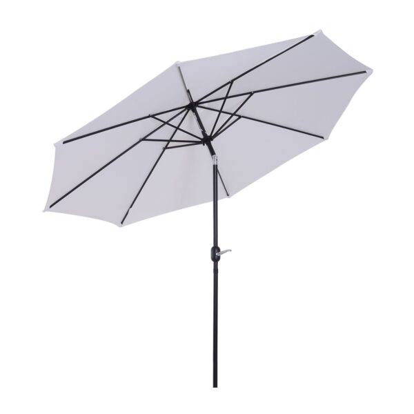 EASYCOMFORT Tuinparasol ?300cm met slinger en kantelbaar met afneembare stok, metaal en wit polyester