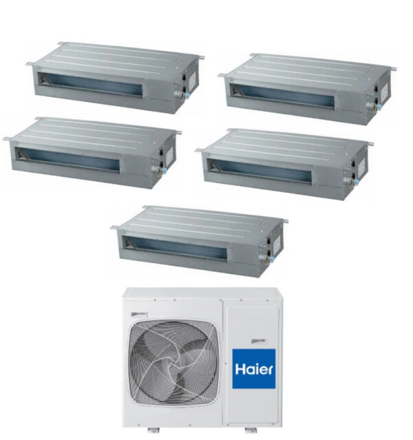 Airconditioner Haier Penta Split Inverter Canalized Slim 9+9+9+9+9 btu met 5U34HS1ERA R-410