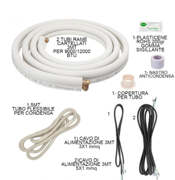 NO BRAND Installatiekit Koperen Buizen 3 Mt Cartridges Montage Airconditioner 9000/12000 1/4 3/8 Fittingen Buis Gecondenseerde Airconditioner