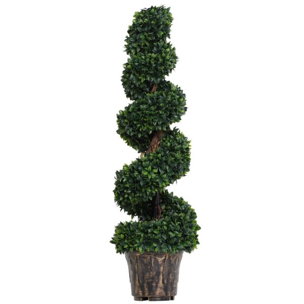 EASYCOMFORT Kunstmatige Buxus Spiraalplant (32 x 120 cm), Decoratief Groen voor Binnen en Buiten, Inclusief Pot