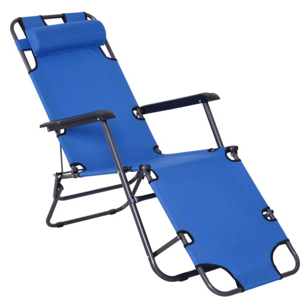EASYCOMFORT Opvouwbare en opvouwbare tuinligstoel in Oxford-stof, 135x60x89cm - Blauw