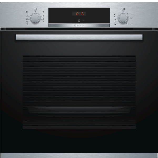 Bosch Geventileerde Elektrische Oven HBA534BS0 71 Liter Klasse A (A59,5xL59,4xP54,8) EcoClean Koken HotAir 3D Inox