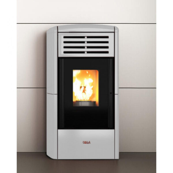Kamer en Pellet ANSELMO COLA Model FUOCOLA' 9,2 kW Kleur Wit in Maiolica