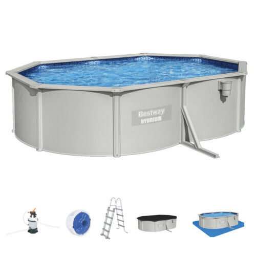 BESTWAY Bovengronds zwembad 56586 Hydrium (500x360x120h) Basiszeil + Afdekzeil + Externe hellingtrap + Filterpomp 16.296 liter