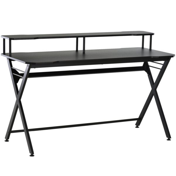 immagine-1-easycomfort-easycomfort-scrivania-da-gaming-ergonomica-con-piano-rialzato-per-monitor-e-gancio-cuffiescrivania-per-computer-in-mdf-e-acciaio-nero-140-x-60-x-90cm-ean-805414