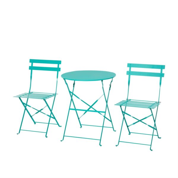 EasyComfort Set van 3 stuks salontafel met opvouwbare tuinstoelen in metaal, groen