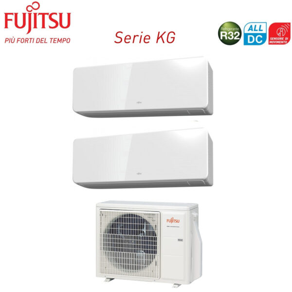 Airconditioner Fujitsu Dual Split Inverter Serie KG 12+12 met AOHG18KBTA2 R-32 Wi-Fi Optioneel 12000+12000