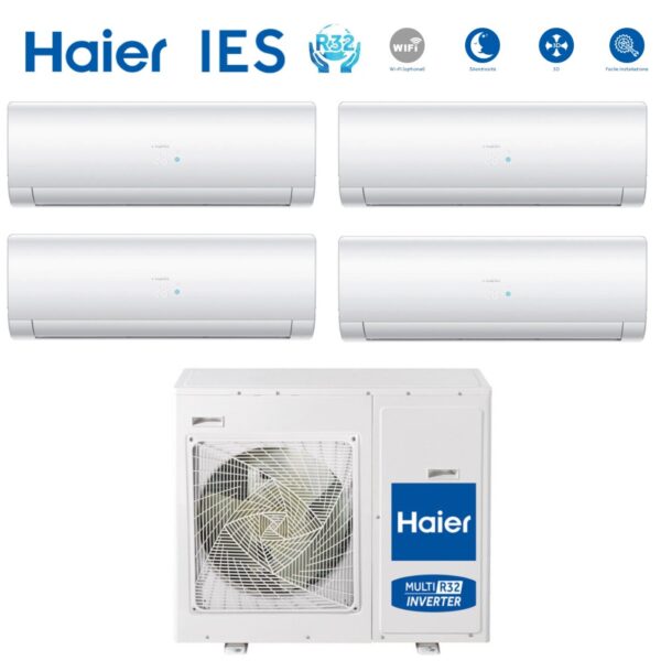 Haier airconditioner split inverter panelen IES Serie 9+9+12+12 met 4U85S2R2FA R32 wifi optioneel 9000+9000+12000