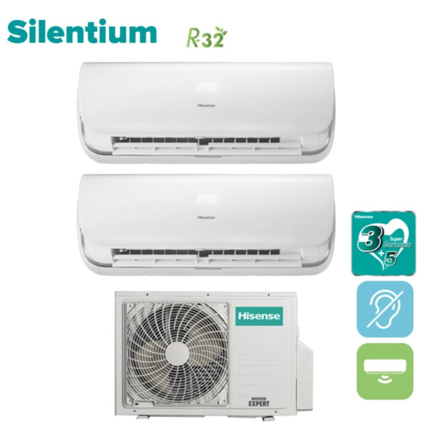 Hisense Dual Split Inverter Airconditioner SILENTIUM 9+9 serie met 2AMW50U4RRA R-32 Geïntegreerde Wi-Fi 9000+9000