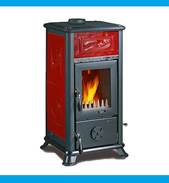 La Nordica STUFA A LEGNA IN GHISA EXTRAFLAME MOD. DORELLA L8 X 6,8 KW BORDEAUX