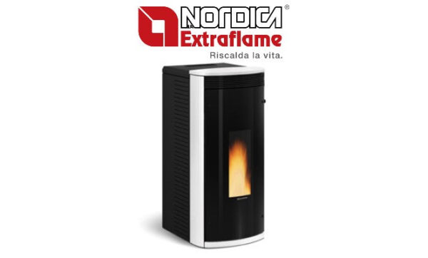 LA NORDICA EXTRAFLAME PELLETKACHEL model SIBILLA 8,2 kW WIT - NIEUW