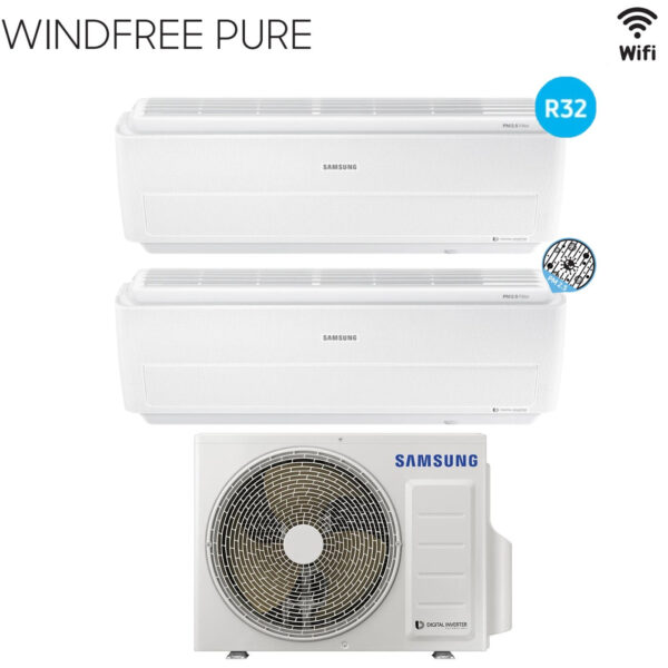 Samsung Dual Split Inverter Airconditioner WINDFREE PURE 7+9 serie met AJ040NCJ R-32 Geïntegreerde Wi-Fi 7000+9000