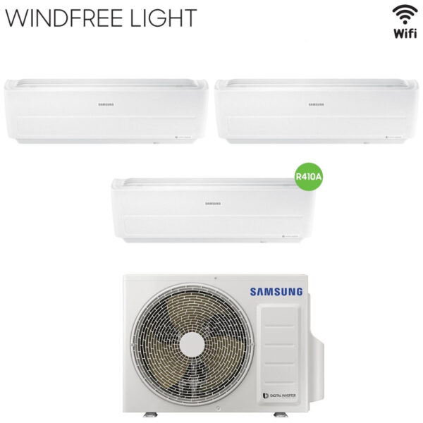 Samsung Trial Split Inverter Airconditioner WINDFREE LIGHT 9+9+12 serie met AJ052MCJ R-410 Geïntegreerde Wi-Fi 9000+9000+12000
