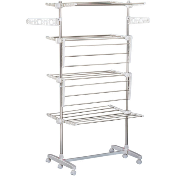 EasyComfort Verticale RVS en Kunststof met 6 Wielen en 4 Verstelbare Touwen, 142x55x172 cm