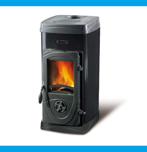 La Nordica Houten Stup in ACCIAIO en GHISA FUOCO CONTINUO EXTRAFLAME MOD. SUPER MAX 6 KW VERDE