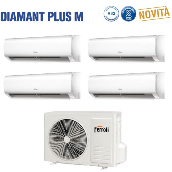 Ferroli Aircomeubels Vierkante Split Inverter Serie DIAMANT PLUS M 7+9+9+12 met 28-4 R-32 Wi-Fi Geïntegreerd 7000+9000+9000+12000 - Nieuws