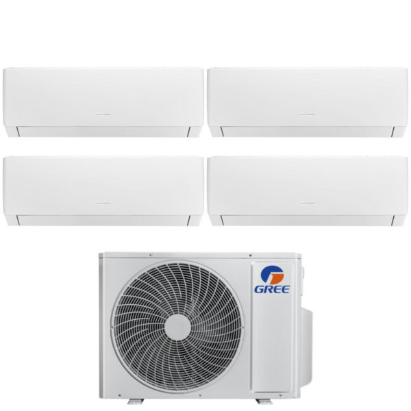 Gree Airconditioner Green Quaders Split Inverter Serie PULAR 7+7+7+12 met GWHD(28)NK6OO R-32 Wi-Fi Geïntegreerd 7000+7000+7000+12000