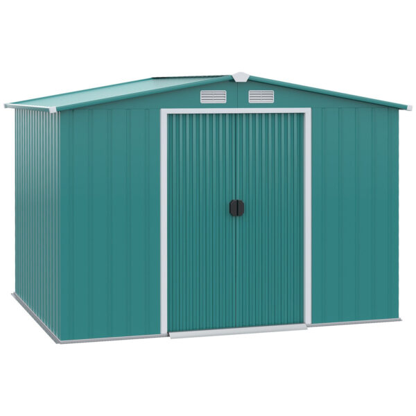 EasyComfort Tuindeurbestek in staalplaat met schroefdeuren, 260x206x179 cm, Groen